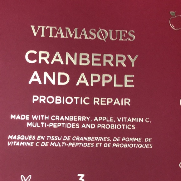 Vitamasques Cranberry & Apple Priobiotic Repair NEW 3 sheet masks - Picture 2 of 6